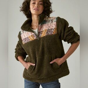 Lucky Brand Half Zip Quilted Pullover EUC